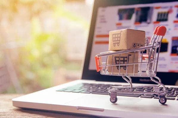 shopping cart on a laptop